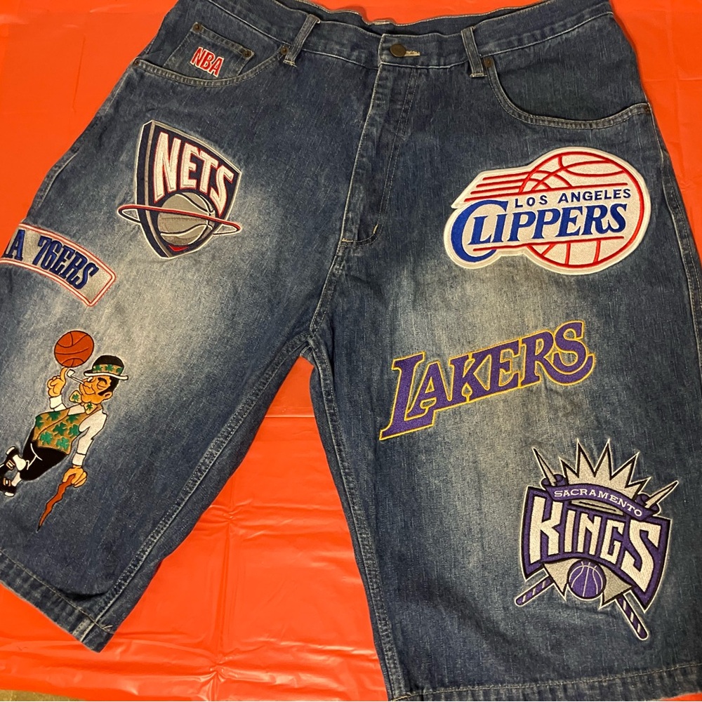 Vintage y2k nba baggy jean shorts